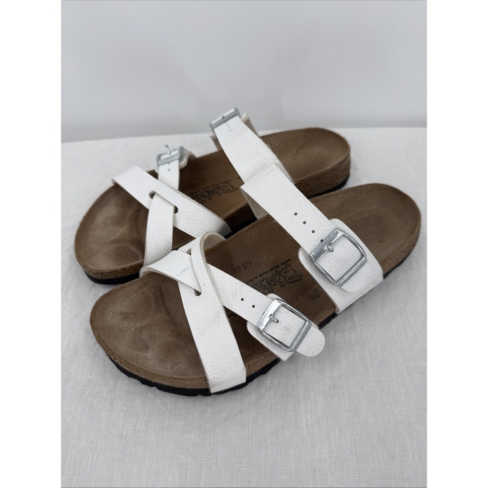 Birki's by Birkenstock Womens Nepal White Faux Leather Sandals Size 39/8 Narrow